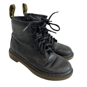 Dr Martens 1460 J Boots black leather zip up kids size 1 combat docs
